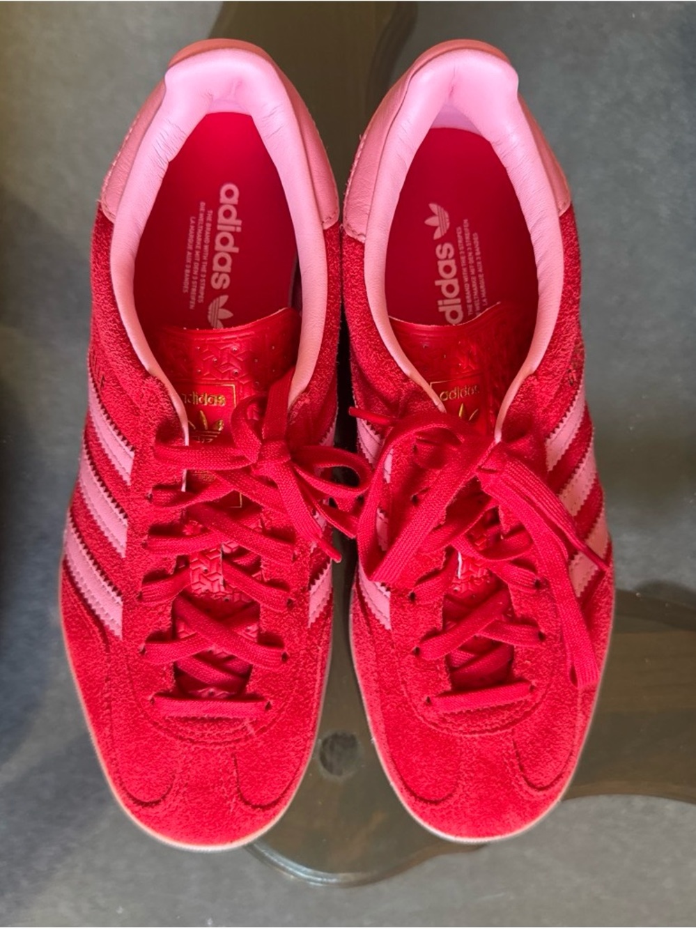 adidas Women’s Gazelle indoor athletic shoe Better scarlet/light pink/gum